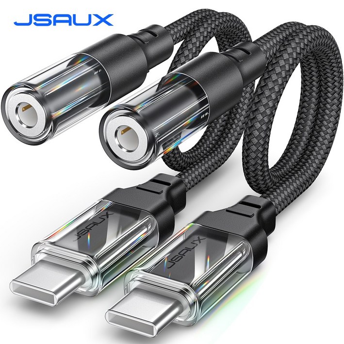 JSAUX C타입 3.5mm 이어폰 투명 변환젠더 통화가능 HIFI음질 스마트 DAC칩, 2개, 블랙, 0.18m JSAUX C타입 3.5mm 이어폰 투명 변환젠더 통화가능 HIFI음질 스마트 DAC칩, 2개, 블랙, 0.18m