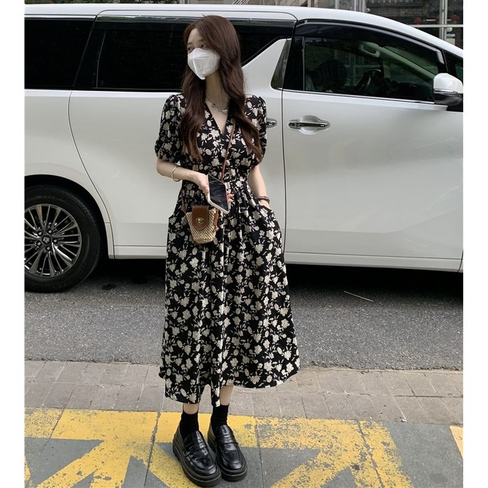 ANYOU 해외여행 바캉스룩 여름원피스 휴양지원피스 바캉스원피스 비치원피스 플라워 쉬폰원피스