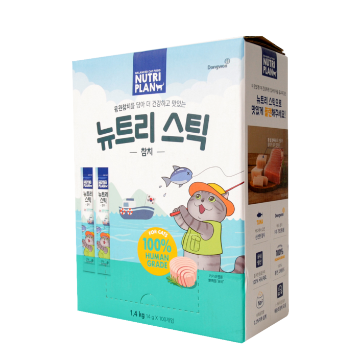 동원 뉴트리스틱 참치 1.4kg 14gx100개 고양이 츄르 스틱 간식 유통기한 26년1월28일, 1개, 1.4kg, 참치