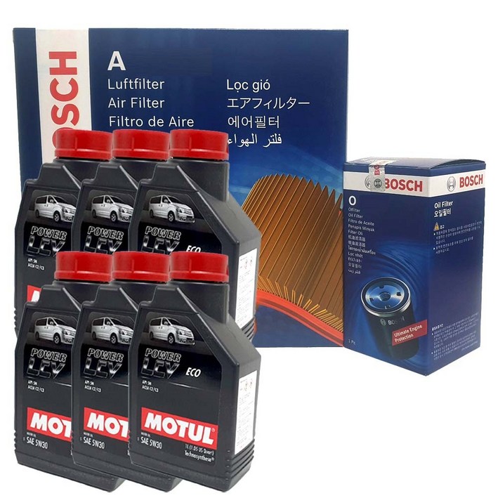 보쉬 G4 렉스턴 스포츠칸 롱데크 2.2 eXdi 2.2eXdi 4WD 엔진오일 교환 셋트 필터  모튤 O0075A30215W30 LCV 6L 디젤