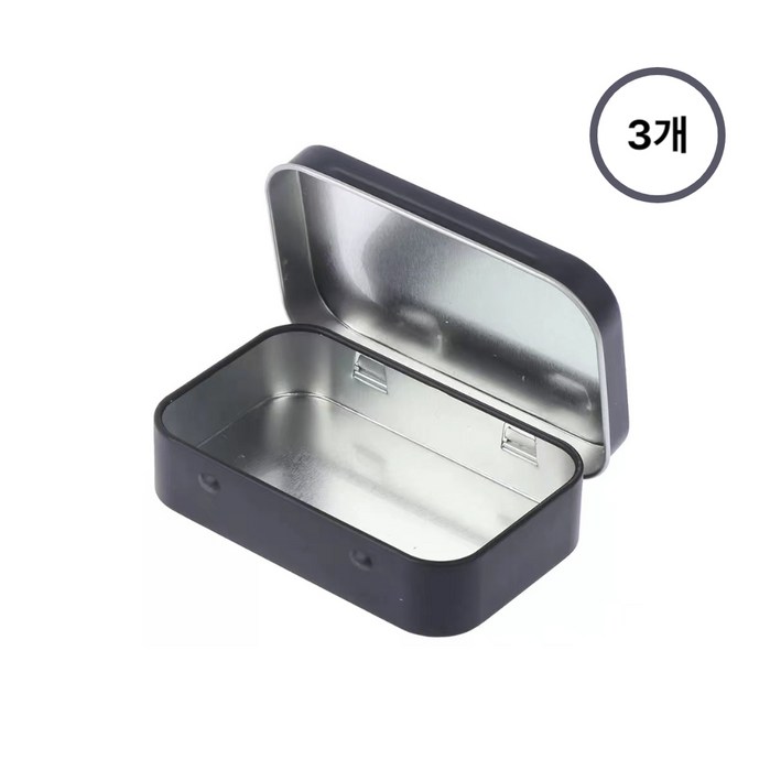 111 미니틴케이스 3P 사각 일체형 9.5x6x2.1cm, 3개, 블랙 111 미니틴케이스 3P 사각 일체형 9.5x6x2.1cm, 3개, 블랙
