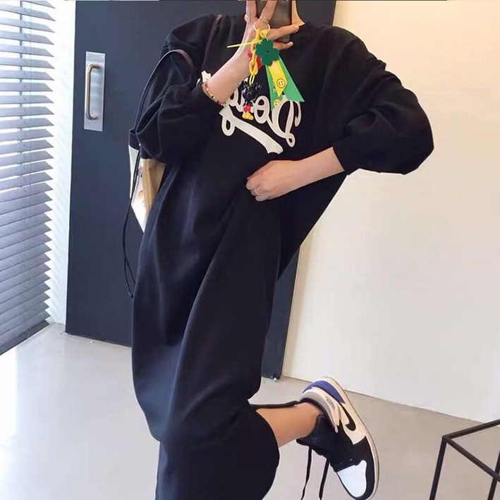 여성  후드기모 롱원피스