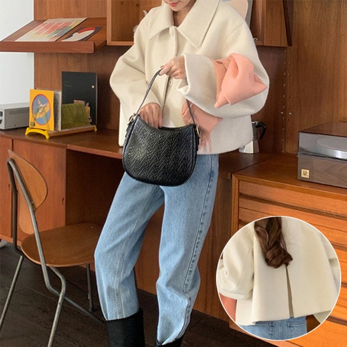 플리츠무드 아델 핀턱 모직 숏 코트