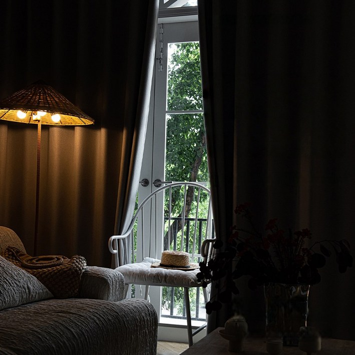 차광률 99.99 고급 면 마 소재 3단 짜임 단열 방풍 암막커튼