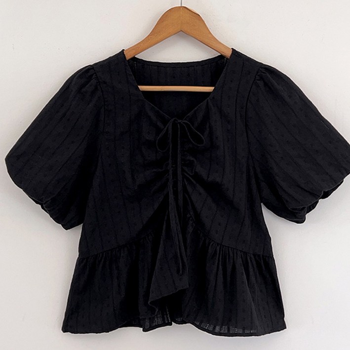 SXL사이즈여성 데일리 스트링 셔링 블라우스 체형커버 셔츠 빅사이즈 반팔셔츠