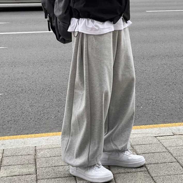 르위당일출고 남자트레이닝 벌룬 조거 밴딩 와이드팬츠 빅사이즈 오버핏 남자추리닝