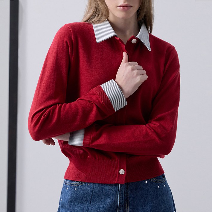 [꼬모노보]26SS 셔츠 카라 니트 가디건 2종 세트