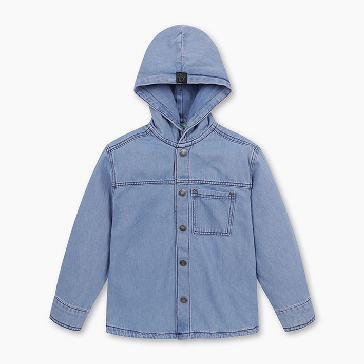 베네통 키즈 후드 데님 셔츠 5PWACQ03XBL