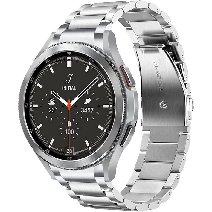 갤럭시 워치 7 FE 4 5 6 40mm 44mm/갤럭시 워치 6 클래식 43mm 47mm/워치 5 프로 45mm/4 클래식 42mm 46mm, 스테인리스 밴드, 실버, 1개