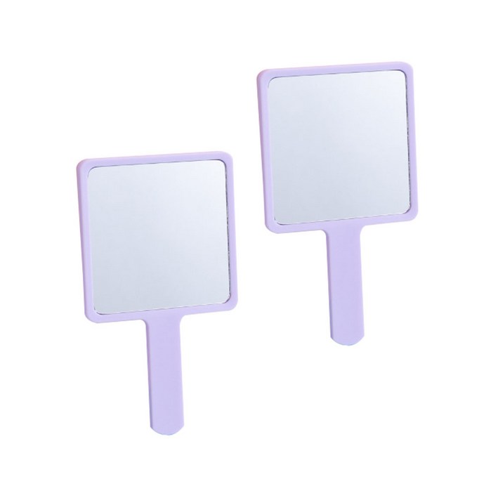 사각 휴대용 손거울 2세트 파스텔 컬러 미니 거울 뷰티 소품 심플 핸드미러, 퍼플퍼플, 2개입