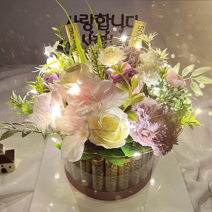 LED 비누꽃 용돈케이크 어버이날 부모님선물 용돈박스 꽃 기념일 칠순 생신 생일선물