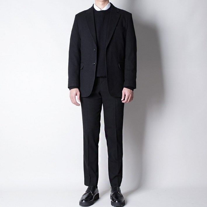 디아웃핏 남성 겨울 울 정장세트 히든 밴딩 수트 캐주얼 기모 면접 결혼식