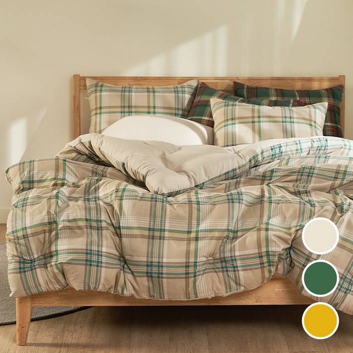 수젠하우스 빈티지 체크 마이크로워셔 이불 패드 베개커버 세트 국내생산