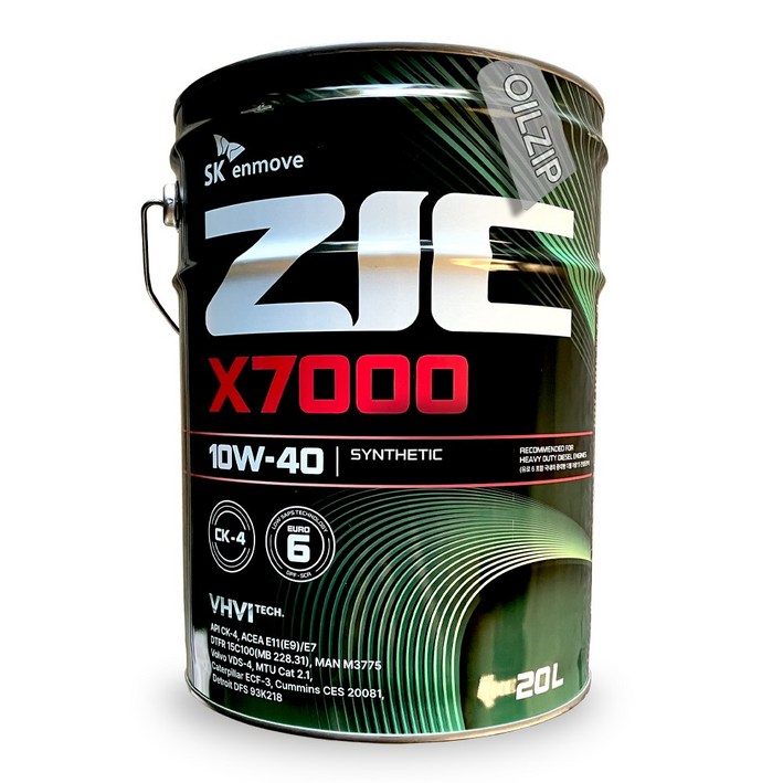 지크 X7000 10W40 20리터 유로6 경유 엔진오일 API CK, 10w40, 1개, 20L