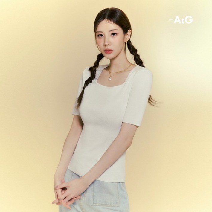 론칭가 69,900원더엣지 24SS 스퀘어넥 하프슬리브 니트 3종