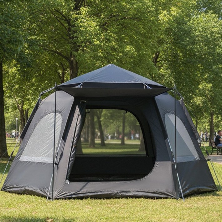 원터치 텐트 6각 대형 3-4인용 5-8인용 캠핑 자동 오토 접이식 방수 캐노피2 창문2