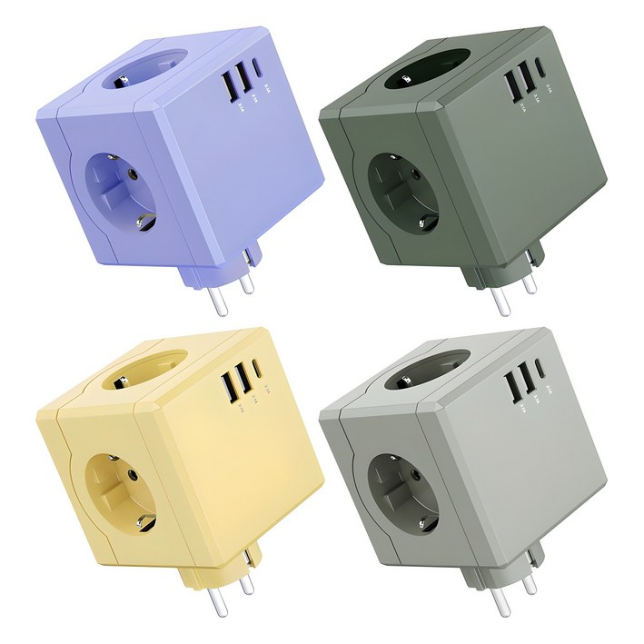 티메코 SF코팅 큐브 디자인 멀티탭 4000W 고용량 3구 USBA 2개 C타입 1개