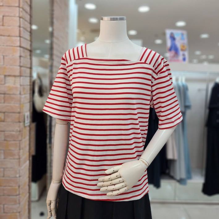 [JJ지고트]스퀘어넥 단가라 티셔츠 GN6P0TSW1_ 2254354