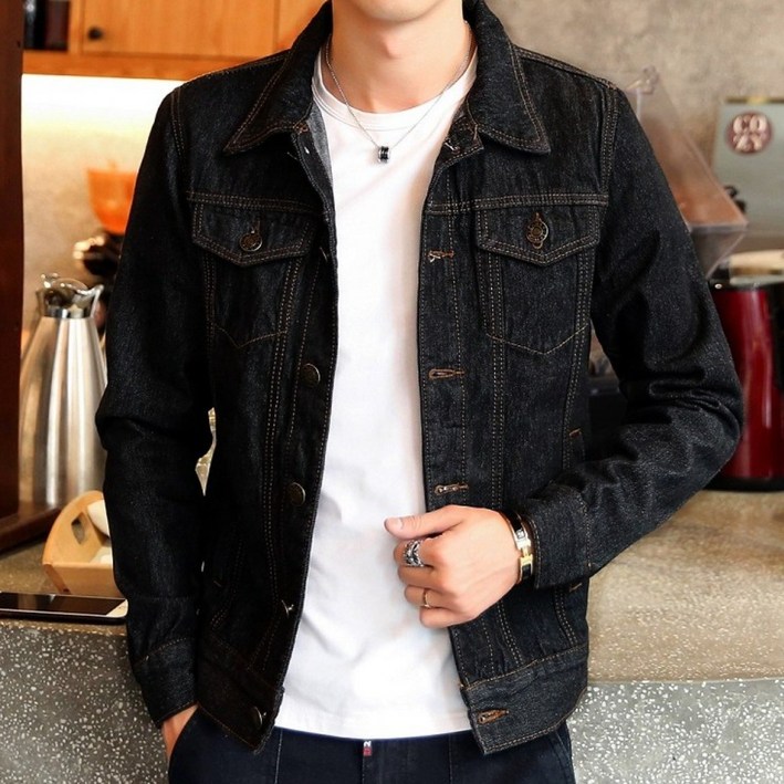 ANYOU 남성 봄 가을 데님 자켓 트렌디한 루즈핏 디자인 스타일리시한 데일리 아우터 가을 겨울 필수 아이템