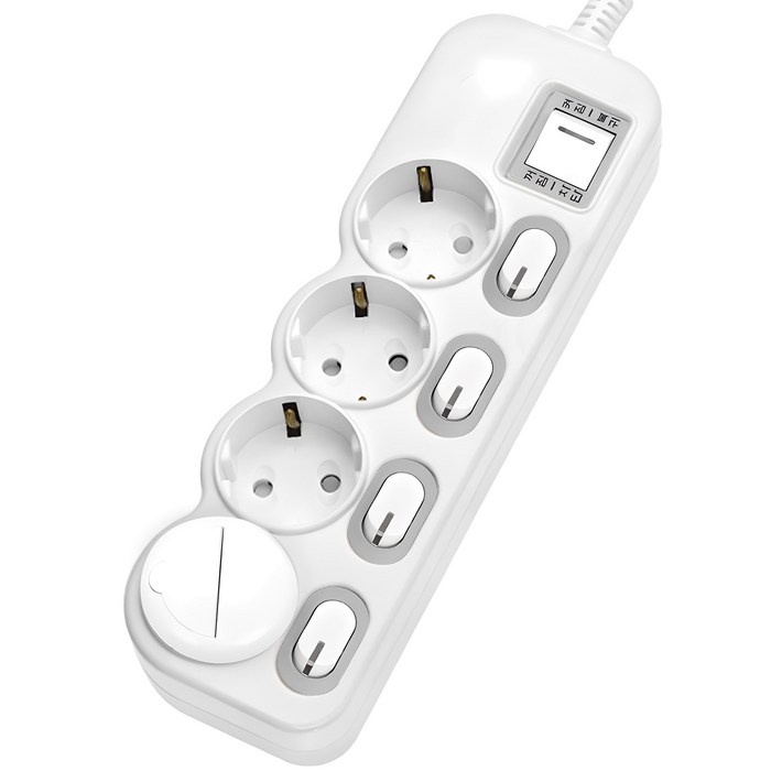 에코파워탭 LED 개별 과부하차단 멀티탭 전선형 4구 EPML304SS  안전커버 랜덤발송, 2m, 혼합색상, 1개