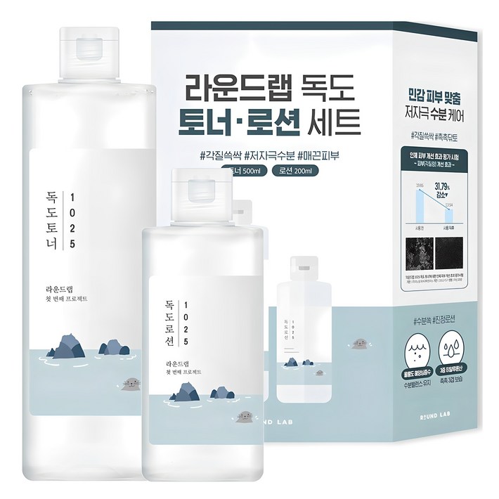 라운드랩 독도 토너 500ml  로션 200ml 세트, 1세트