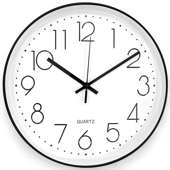 홈플래닛 무소음 원형 벽시계 300 건전지 포함, 화이트블랙