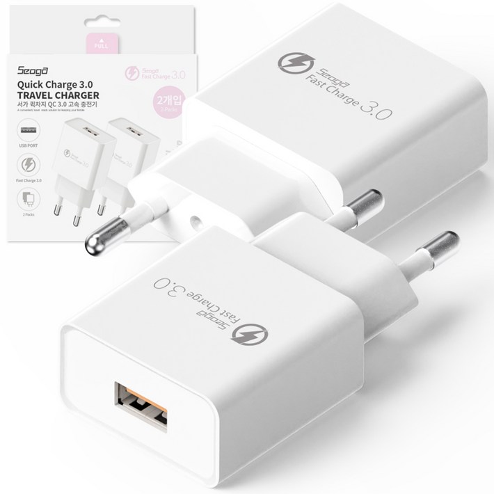 서가 퀵차지 QC3.0 18W USB 고속충전기 어댑터, 화이트, 2개 서가 퀵차지 QC3.0 18W USB 고속충전기 어댑터, 화이트, 2개