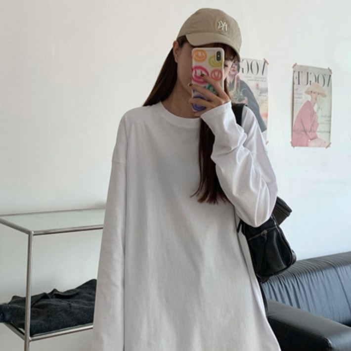 라라온 여성용 데일리 루즈핏 베이직 긴팔 기본 티셔츠 TSP2954