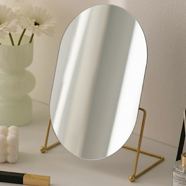 코지웰 회전 각도 조절 탁상거울, 골드