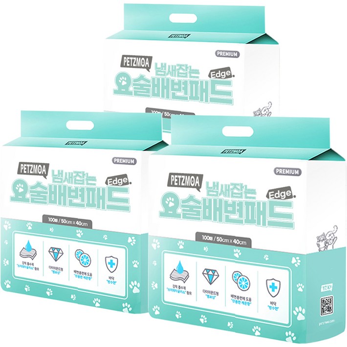 페츠모아 냄새잡는 요술배변패드 프리미엄 엣지 SWG표준형 100매, 3팩 - 쇼핑뉴스