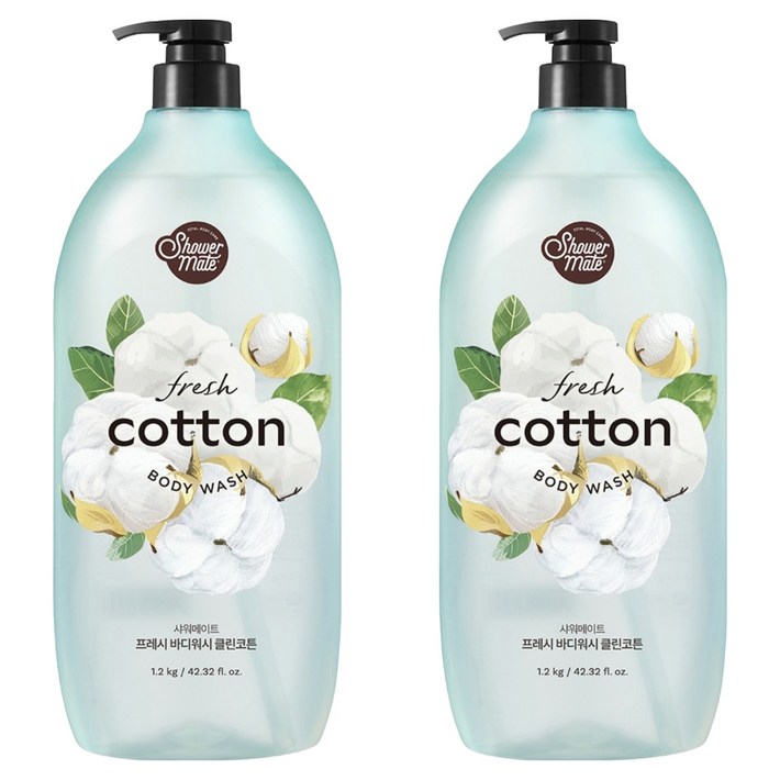 샤워메이트 바디워시 클린코튼, 1.2kg, 2개