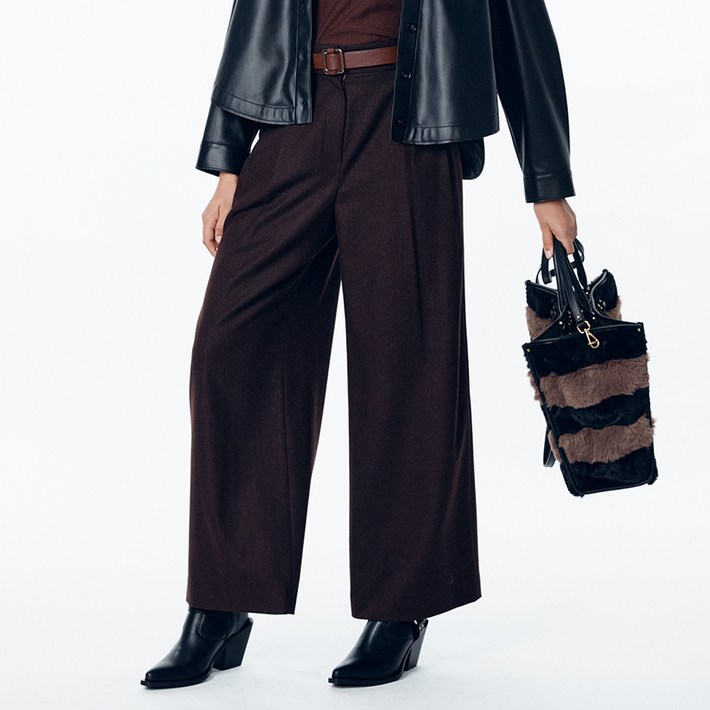 제시뉴욕 여성용 벨티드 투턱 와이드 체크 팬츠 JE9NSPL0720