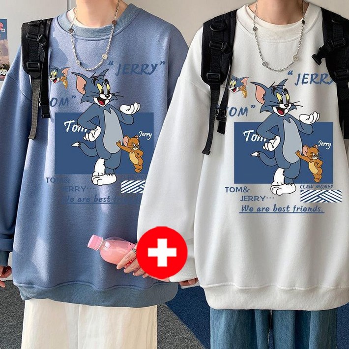 AOUGK 11 남자 캐릭터 맨투맨 얇은 오버핏 라운드 맨투맨 캐주얼 빅사이즈 긴팔티 데일리