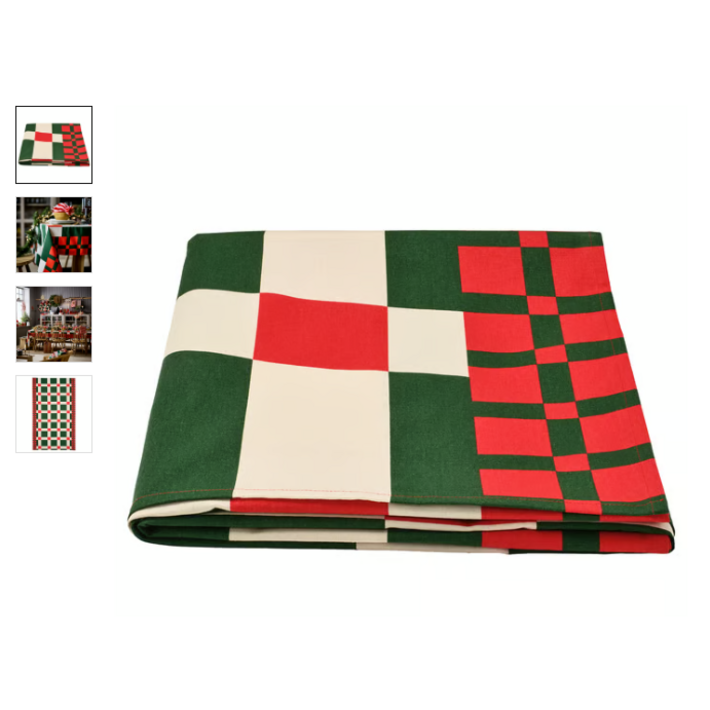 이케아 빈테르핀트 식탁보, 체크 패턴 레드그린, 145x240 cm 606.040.16