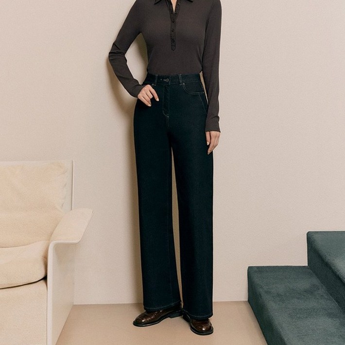 더엣지 정상가 79,900원 더엣지 와이드 스판 데님 팬츠 다크인디고 WYDP6G02