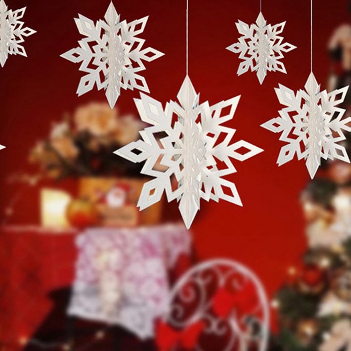 프롬지 눈꽃 눈송이 모빌 어린이집 학교 크리스마스 입체 장식