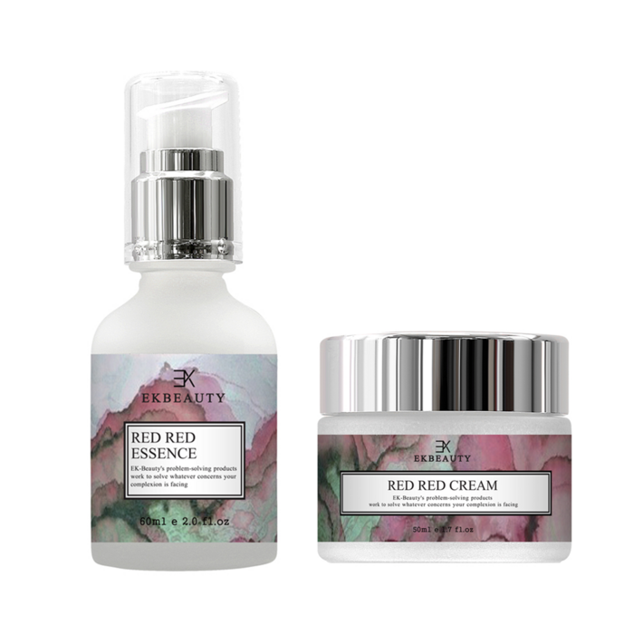 이케이뷰티 홍조피부 크림 에센스 2종세트 예민한 붉은피부 진정 개선 갱년기 울긋불긋 화끈거리는 얼굴 프리미엄 무파라벤 천연제품, 1세트