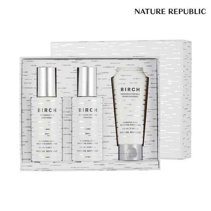 네이처리퍼블릭 버치 인텐시브 포 맨 스킨케어 세트, 토너 120ml  에멀젼 120ml  폼 클렌저 100ml, 단일옵션 ND0280