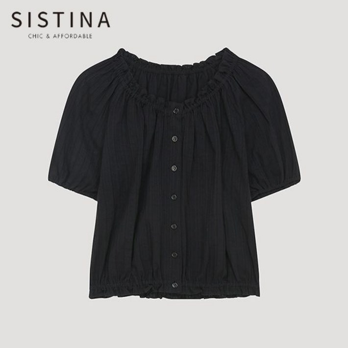 시스티나 코튼 셔링 블라우스AWWBLP21010BKDK1820645