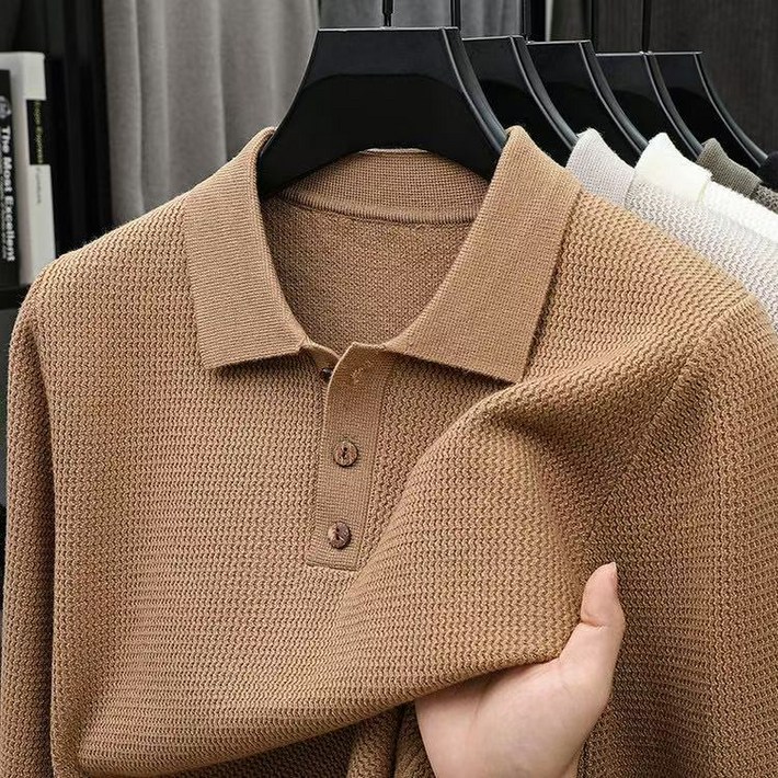 남성 가을 겨울 신사맨 깔끔한 부드러운 카라 긴팔 니트 티셔츠