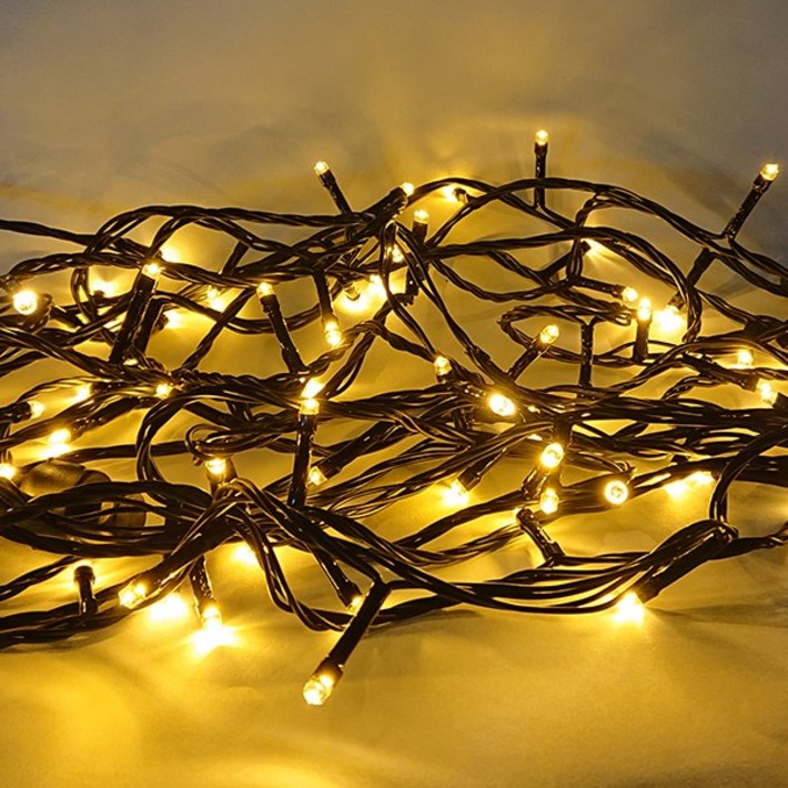 성탄절장식 선세이브 LED 은하수 100구 검정선+정류기 세트 (크리스마스 트리전구), 황색