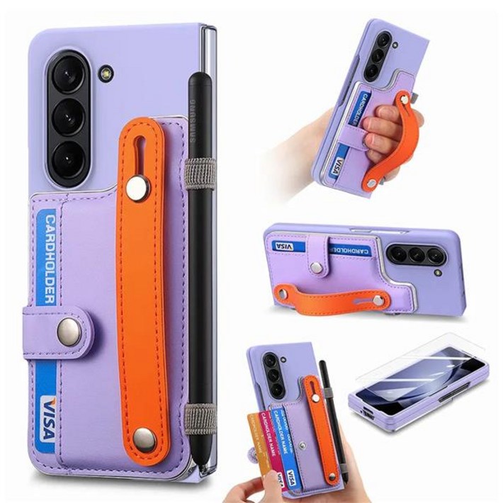 갤럭시 Z폴드 7 6 5 힙한 밴딩 s펜 수납 핸드 그립 스트랩 파스텔 컬러 가죽 카드 지갑 지폴드 제트폴드 폴더 케이스