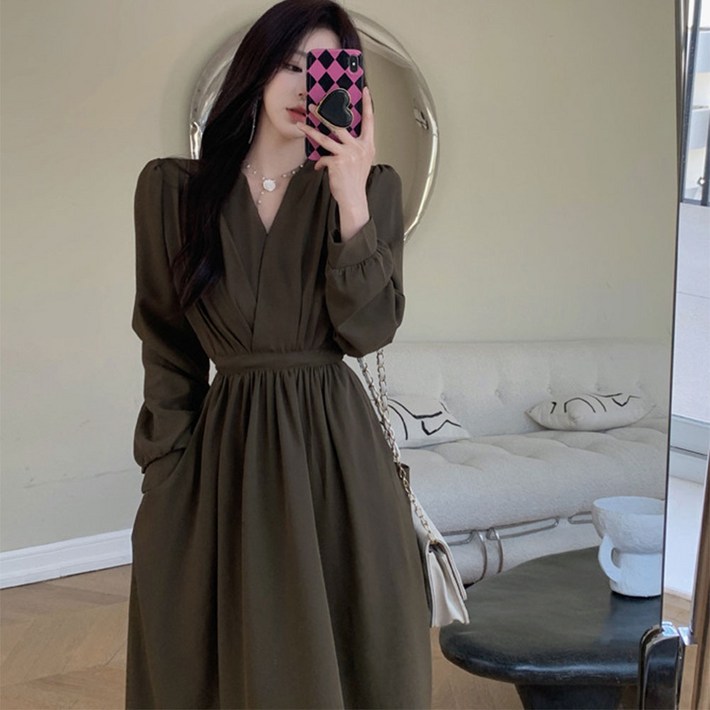 아르무아 리제 여성 빅사이즈 가을 긴팔 롱 원피스