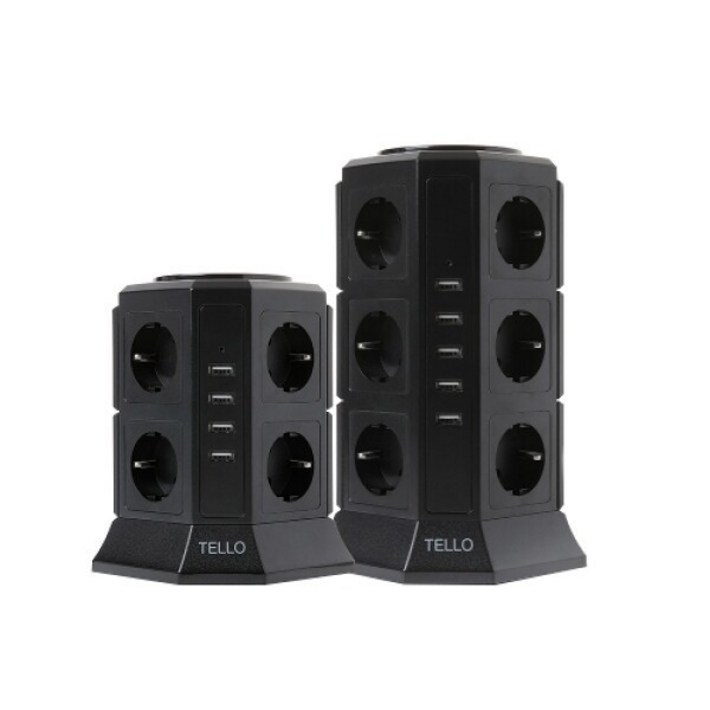 텔로 USB 타워 멀티탭 12구 블랙, 2m, 1개, 색상 블랙 텔로 USB 타워 멀티탭 12구 블랙, 2m, 1개, 색상 블랙