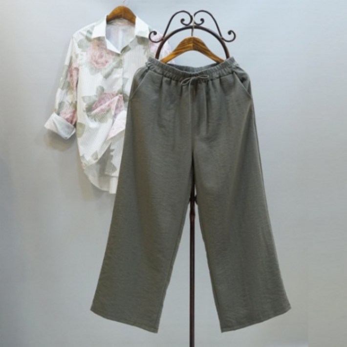 부산사라 여성용 하늘하늘 편한 밴딩 통바지9부