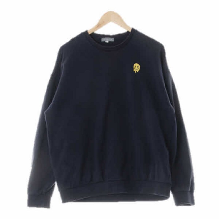 3026 커스텀멜로우 네이비 면 고스트스마일맨투맨 95