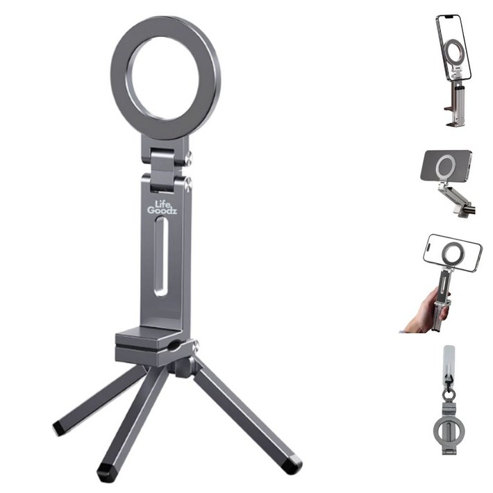 라이프굳즈 맥세이프 거치대 스마트폰 삼각대 360도 휴대용 여행용