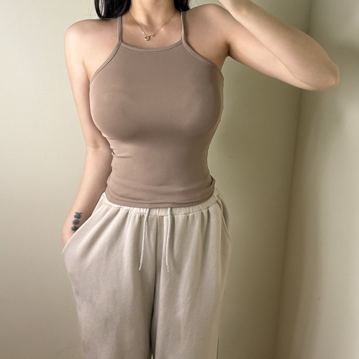 VANANA2 국내생산 신축성 좋은 홀터넥 끈 나시 민소매 4color