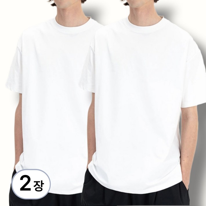 남녀공용 반팔 티셔츠 2장 오버핏 무지티 11 빅사이즈