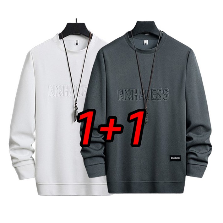 TIMEPURE 11 세트 남성 빅사이즈 맨투맨 오버핏 라운드넥 봄가을 데일리 긴팔티